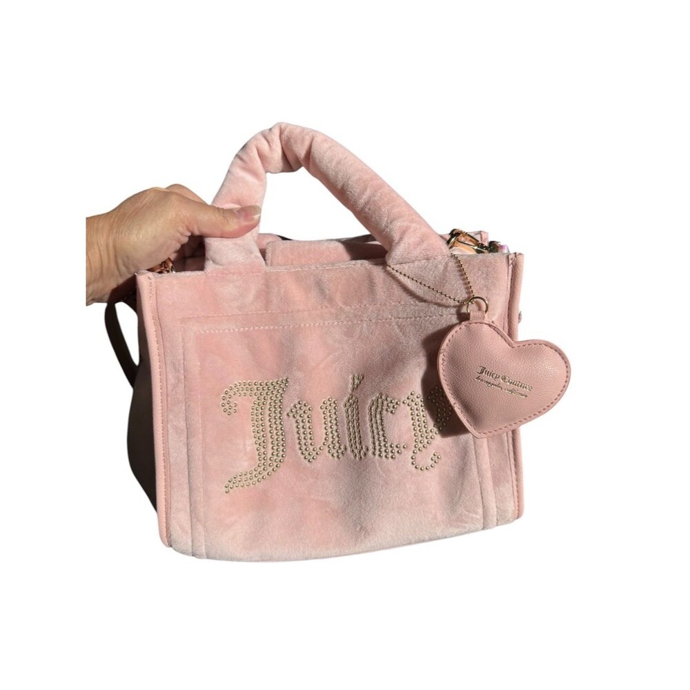 Juicy Couture Extra Spender Mini Tote Fondant Pink Velour Crossbody Y2K